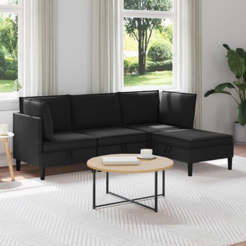Nappali bútor szett 4 pcs fekete szövet