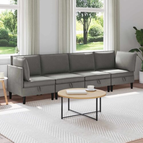 Nappali bútor szett 4 pcs sötétszürke szövet