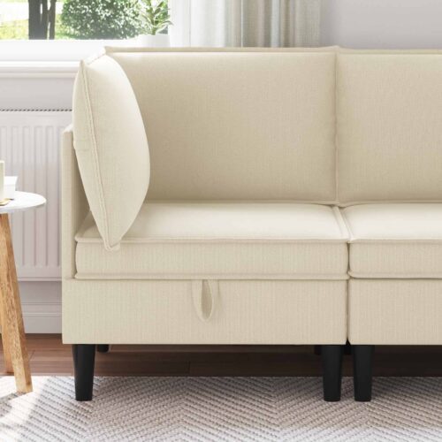 Sarok sofa tárolóval krémszínű bársony