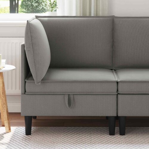 Sarok sofa tárolóval sötétszürke bársony