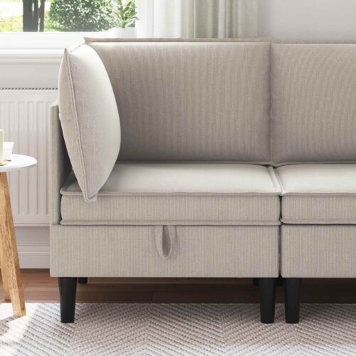 Sarok sofa tárolóval zabpehely bársony