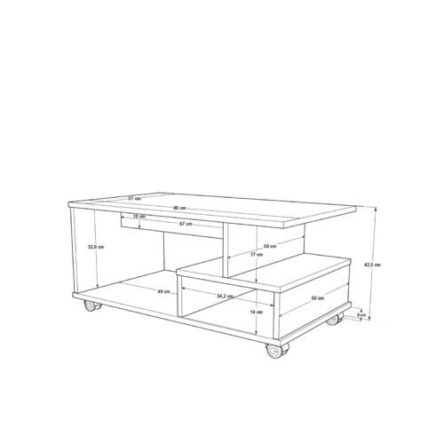 Hanah Home Coffee Table Oak White MIN9-SW - Image 2