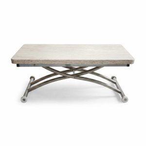 Hanah Home Coffee Table Travertine Chrome Mini Juppo Ext - Traver...