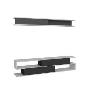 Hanah Home TV Unit White Black Sims - Black
