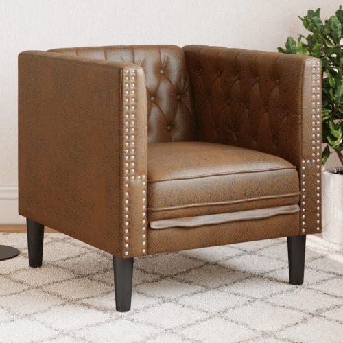 Barna művelúr chesterfield kanapéfotel