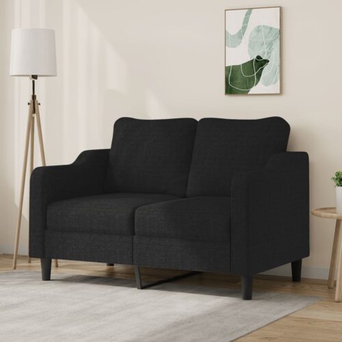 Kétszemélyes fekete szövetkanapé 120 cm
