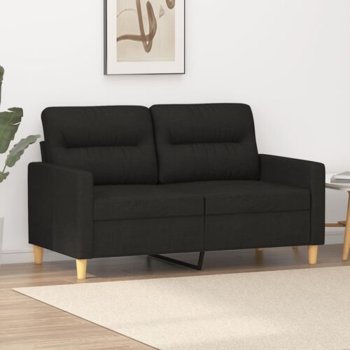 Kétszemélyes fekete szövetkanapé 120 cm