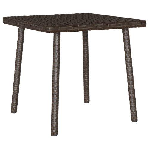 Téglalap barna polyrattan kerti dohányzóasztal 40x40x37cm