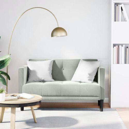 Világosszürke bársony loveseat kanapé 111 cm