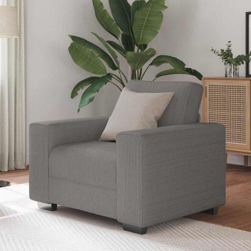 Világosszürke kordbársony szövet kanapéfotel 59 cm