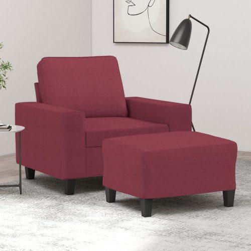 Bordó szövet kanapéfotel lábtartóval 60 cm