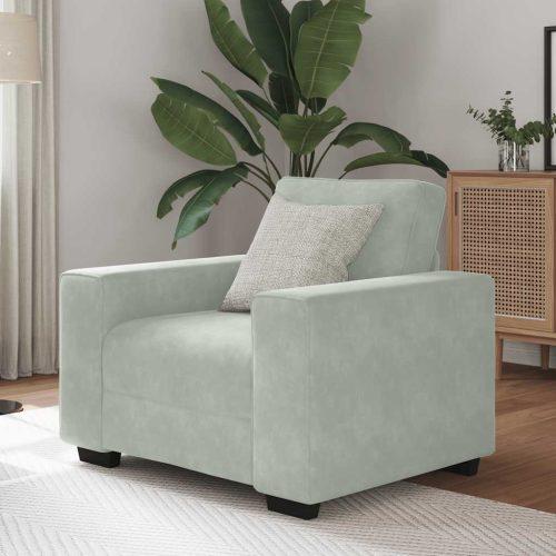 Világosszürke bársony kanapéfotel 60 cm