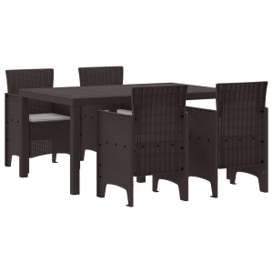 5 darabos kerti étkezőszett párnákkal brown poly rattan