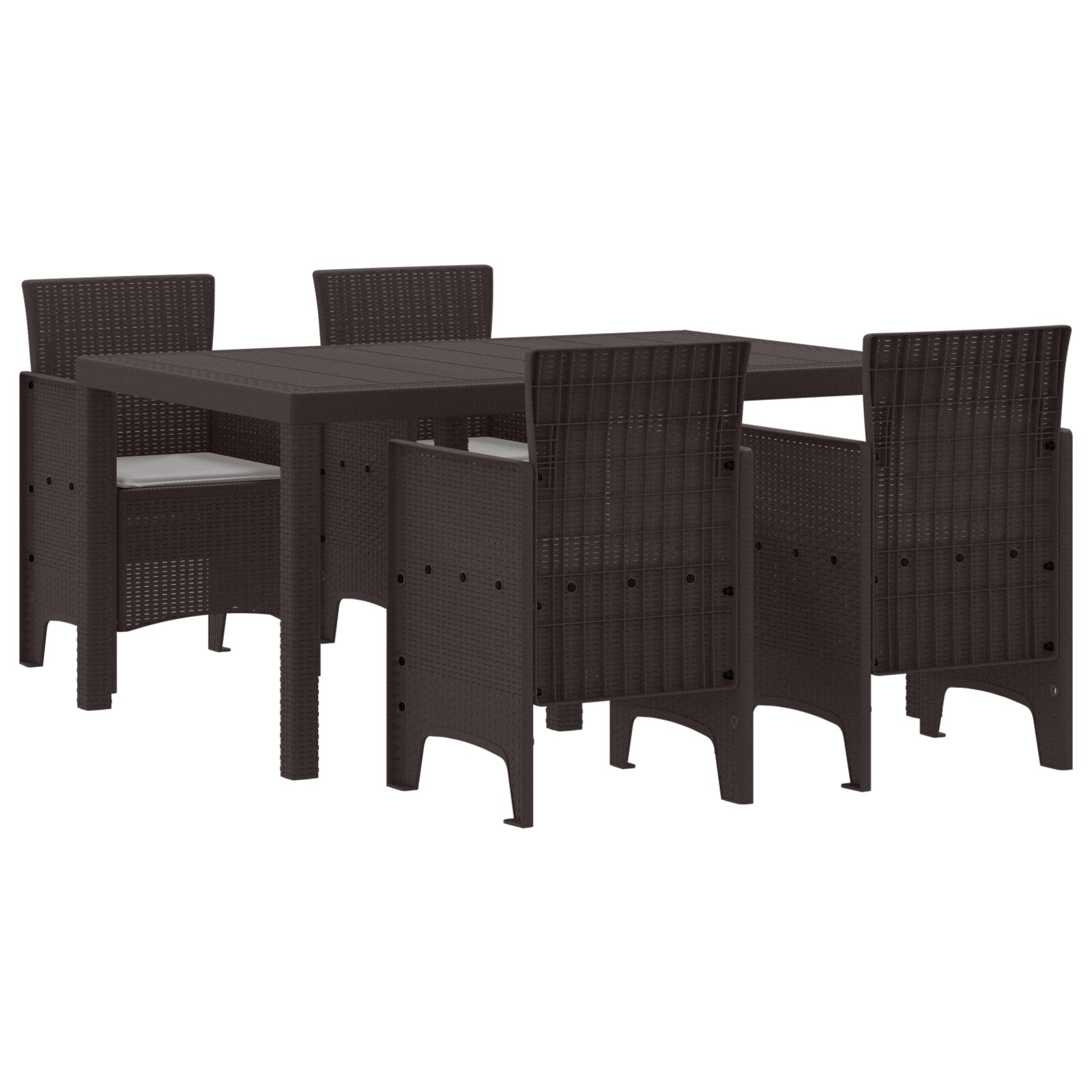 5 darabos kerti étkezőszett párnákkal brown poly rattan