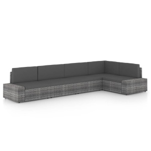 5 részes szürke polyrattan kerti ülőgarnitúra párnákkal