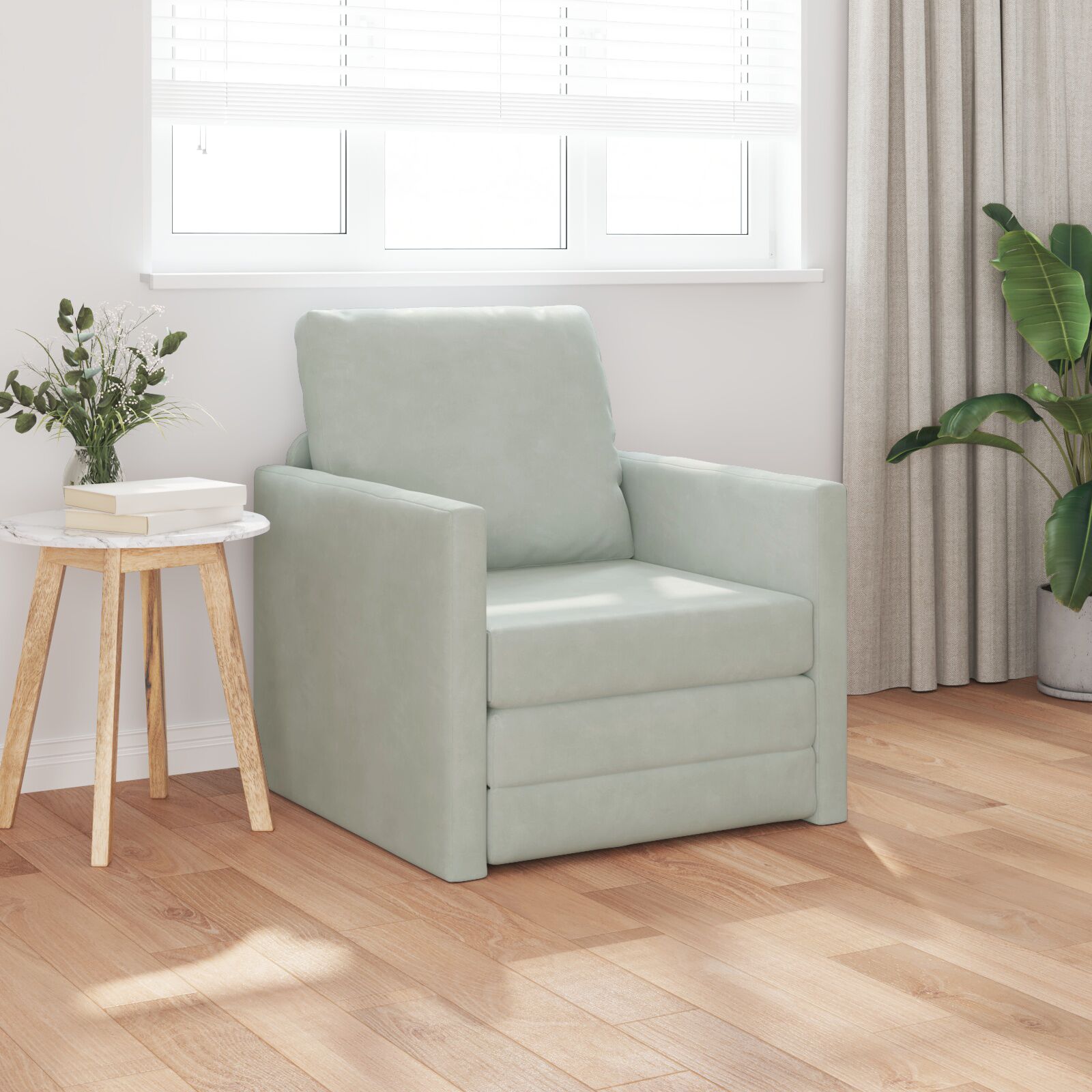 Egyszemélyes floor sofa átalakítható szövet 74x77x81 cm világosszürke