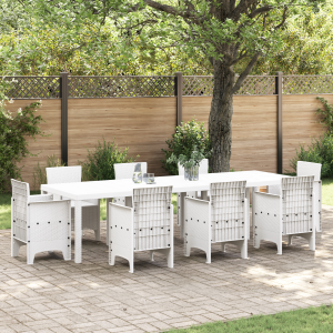 Fehér kert asztal 300x100x73 cm poly rattan