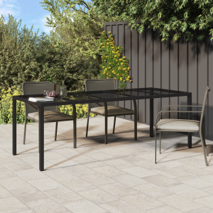 Kerti étkezőasztal fekete 250x100x75 cm poli rattan