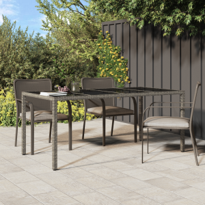 Kerti étkezőasztal szürke 190x90x75 cm polirattan
