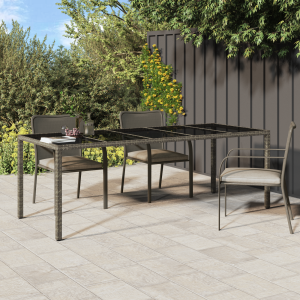 Kerti étkezőasztal szürke 250x100x75 cm polirattan