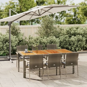 7 részes szürke polyrattan kerti étkezőgarnitúra párnával