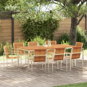 9 darabos kerti étkezőszett tömör fa akác