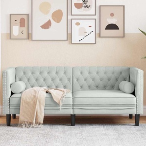 Chesterfield kanapé világosszürke 174 x 74.5 x 70.5 cm bársony