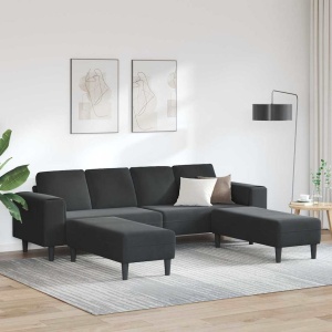 Kanapé szett 3 pcs fekete bársony