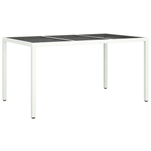 Kert étkezőasztal fehér 150x90x75 cm polirattan