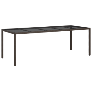 Kerti étkezőasztal barna 250x100x75 cm polirattan