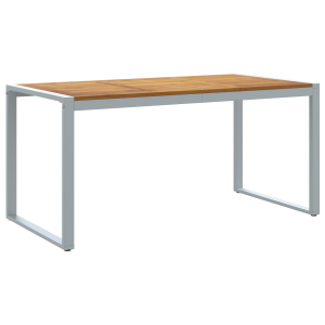Kültéri étkezőasztal szürke 160x80x75 cm acél és tömör akácfa