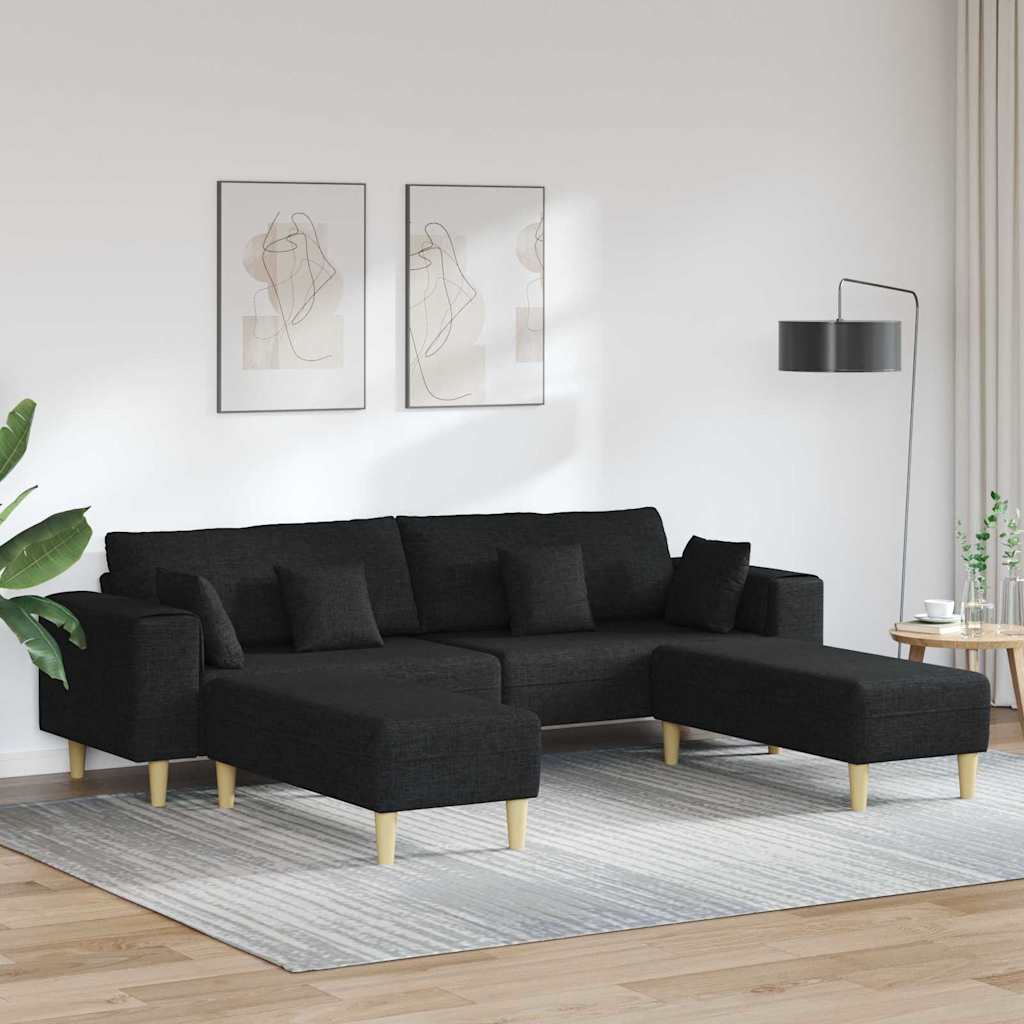 Szövet kanapé párnával 3 pcs fekete 208 cm szövet