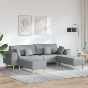 Szövet kanapé párnával 3 pcs világosszürke 208 cm szövet