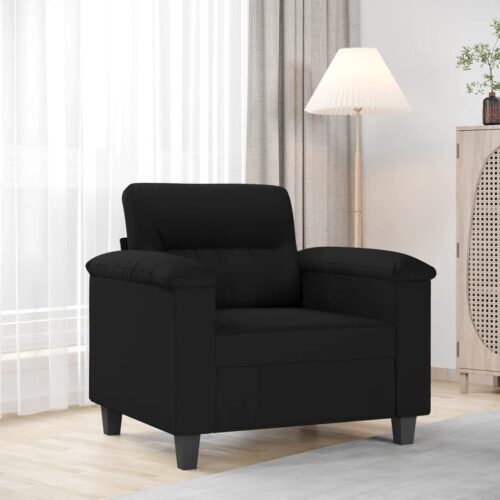 Fekete mikroszálas szövet kanapéfotel 60 cm