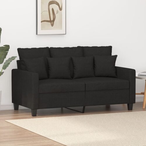 Kétszemélyes fekete szövetkanapé 120 cm