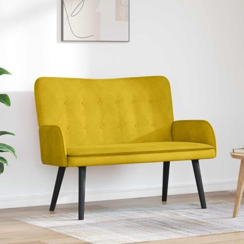 Kétfős kanapé sárga 115 x 61 x 87 cm bársony