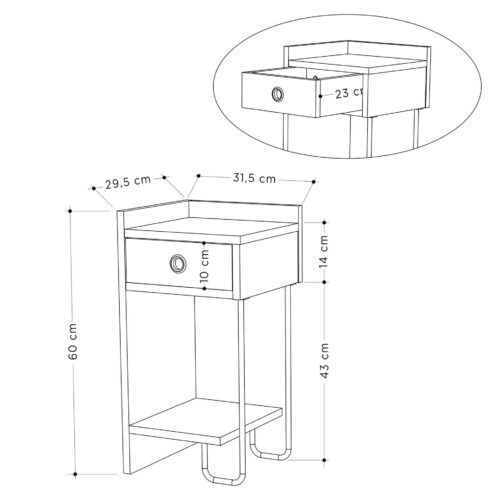Hanah Home Nightstand Light Mocha Sirius Left - Mocha - Image 2