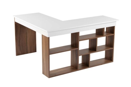 Hanah Home Study Desk Walnut White Vesper - Venezia Walnut