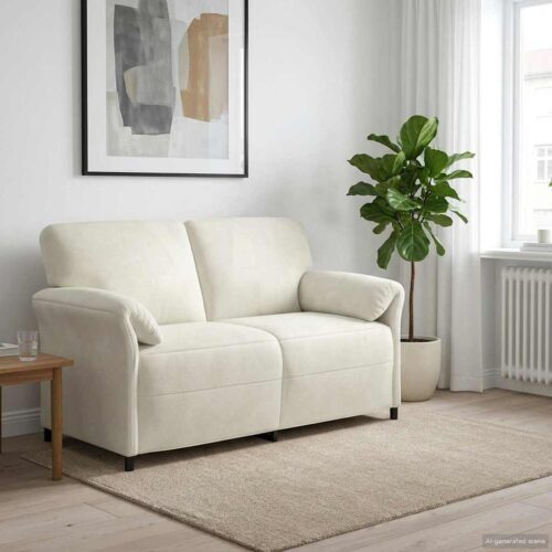Kétüléses kanapé krémszínű 158 x 83 x 95 cm bársony