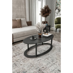 Hanah Home Coffee Table Black Hole Ellipse - Black