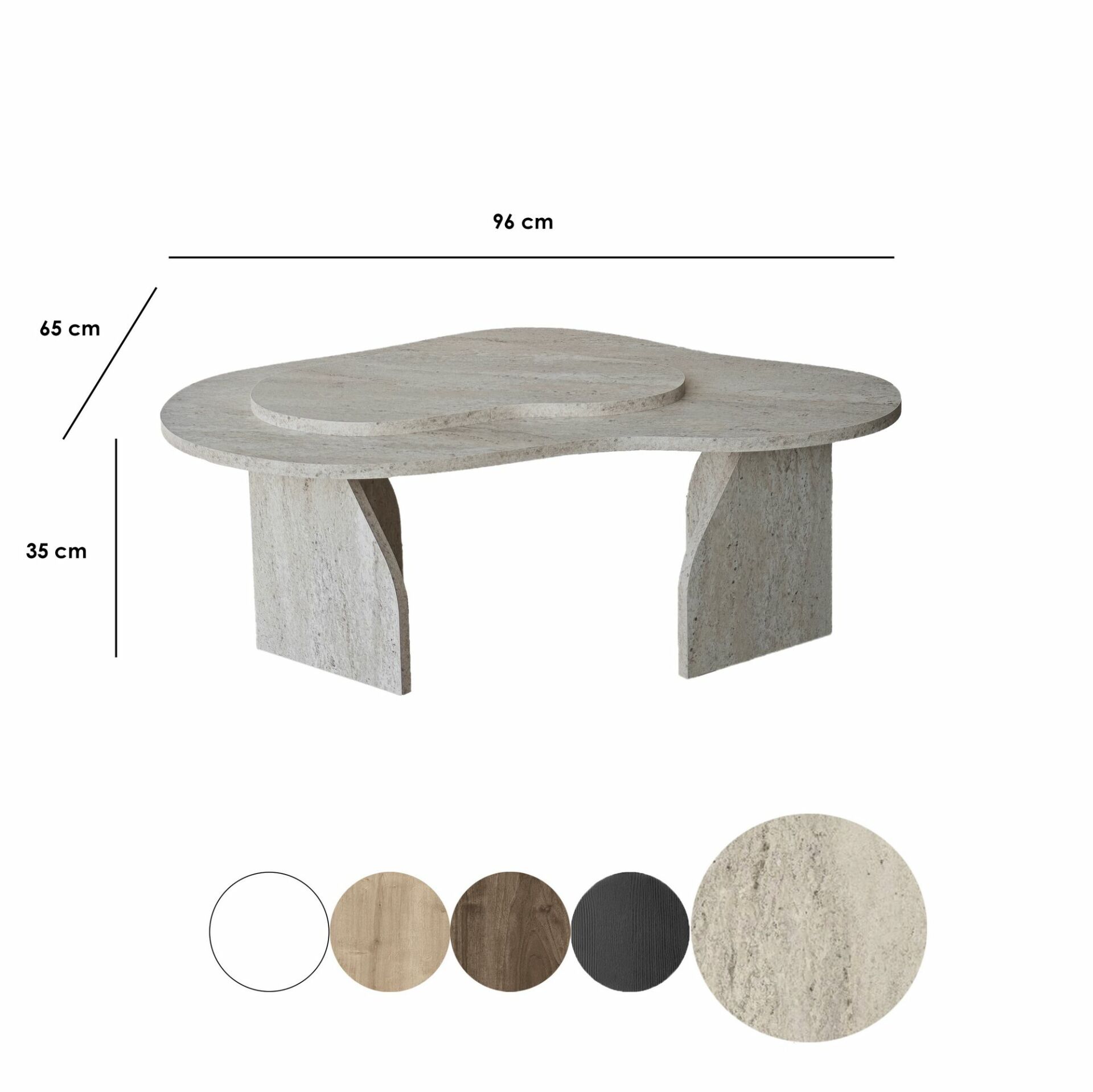 Hanah Home Coffee Table Travertine Melted - Travertine - Image 2