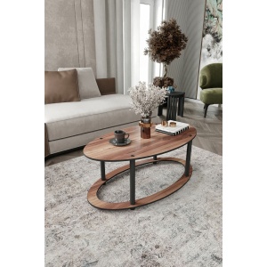 Hanah Home Dohányzóasztal Diófa Ellipszis Forma - Dió