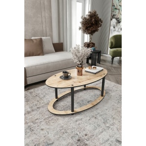 Hanah Home Dohányzóasztal Tölgy Lyuk Ellipszis - Tölgy