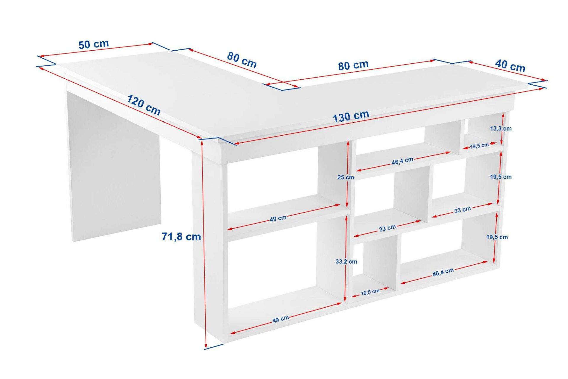 Hanah Home Study Desk Venezia Walnut White Vesper - Venezia Walnu... - Image 2
