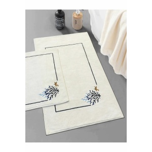 L'essential Maison Bathmat Set (2 Pieces) Ecru Sea Weed - Ecru