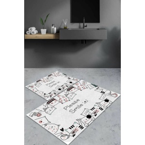L'essential Maison Bathmat Set (2 Pieces) White Beyaz Kedi-8018